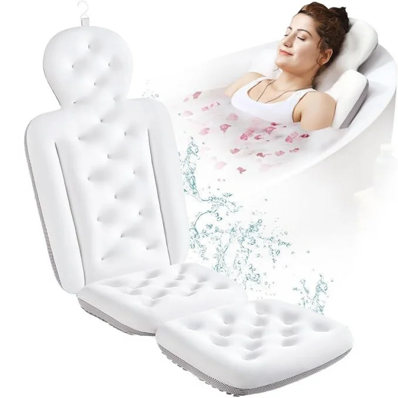 

Bathtub Pillow with Lumbar & Head Support - Thick, Plush Fabric for Ultimate Comfort. Ideal for Autumn/Winter Bathing and a Perf