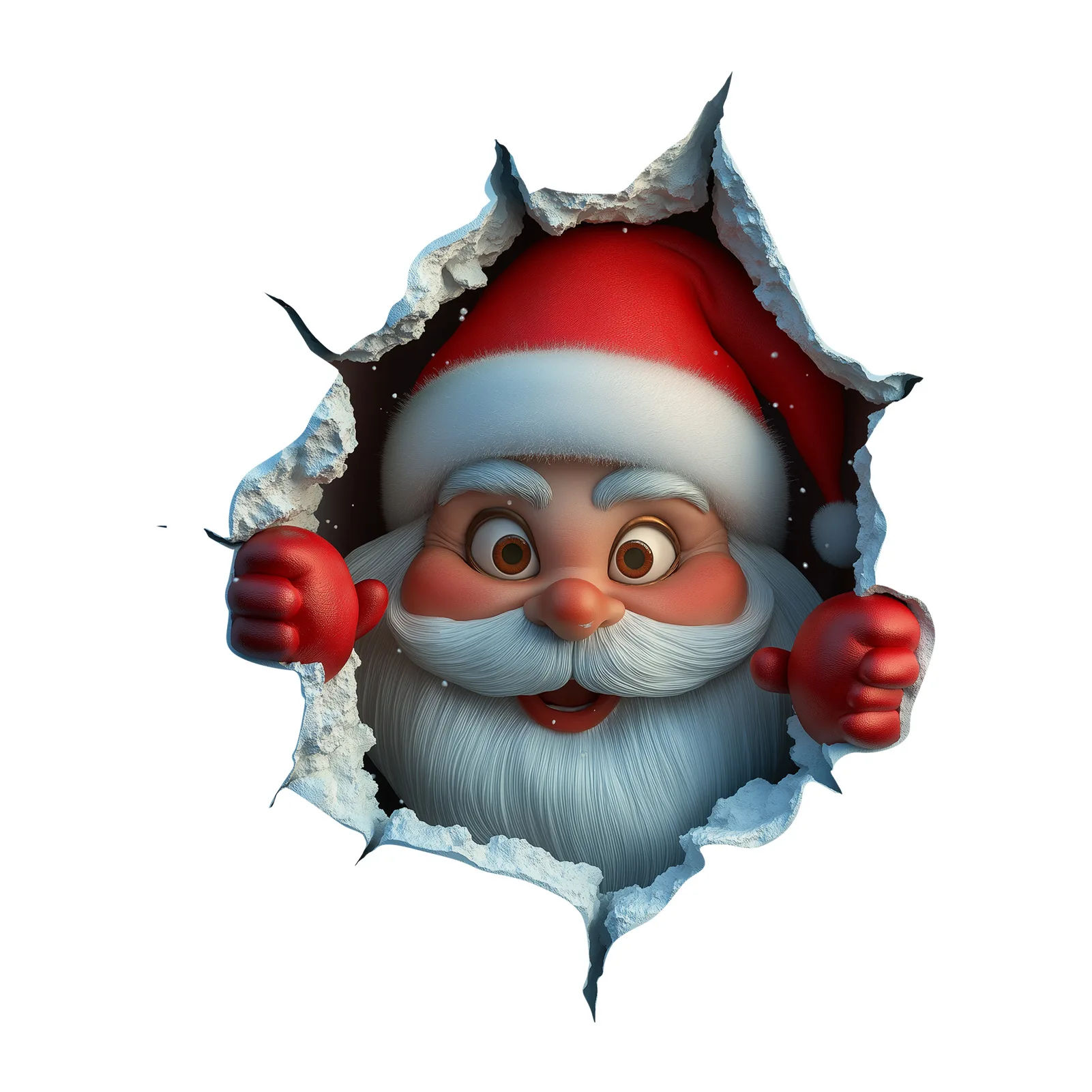 3D Christmas Wall Stickers Vinyl Santa Claus Break-Through Wall Decal Elk Deer Cartoon Holiday Decoration Home Living Spaces