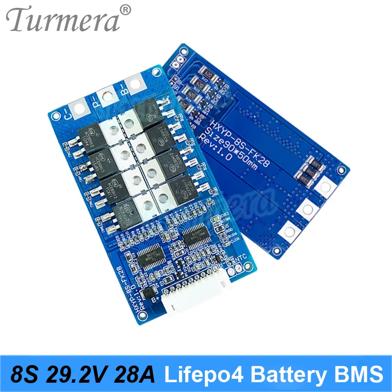 Turmera 8S 24V 29.2V 28A Lifepo4 Bateria BMS z balansem do akumulatorów 18650 32700 33140 Lifepo4 UPS lub akumulatorów motocyklowych