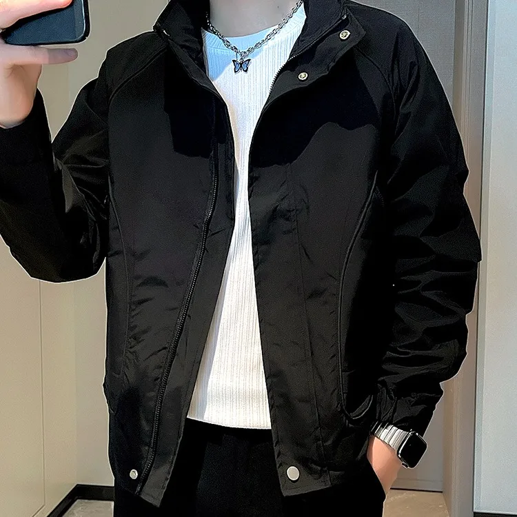 

Мужская повседневная рабочая одежда с воротником-стойкой и застежкой-молнией, весенне-осенняя модная верхняя одежда, водонепроницаемая