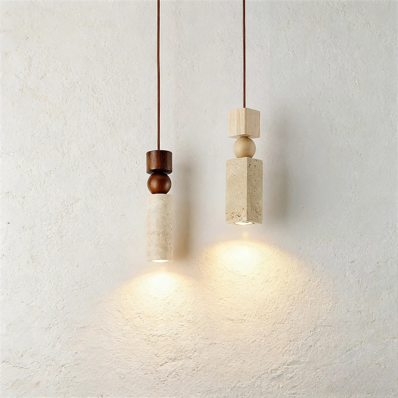 Wabi Sabi Style Bedroom Bedside Pendant Lights Vintage Hotel Homestay Atmosphere Creative Yellow Cave Stone Lighting Fixtures