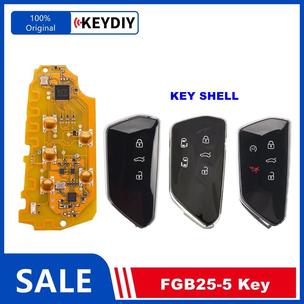 KEYDIY FGB25 5 Buttons PCB Board with Key Shell Support for V.W Audi Pors.che BMW BDC2 BDC3 5C/5D Remote Generation