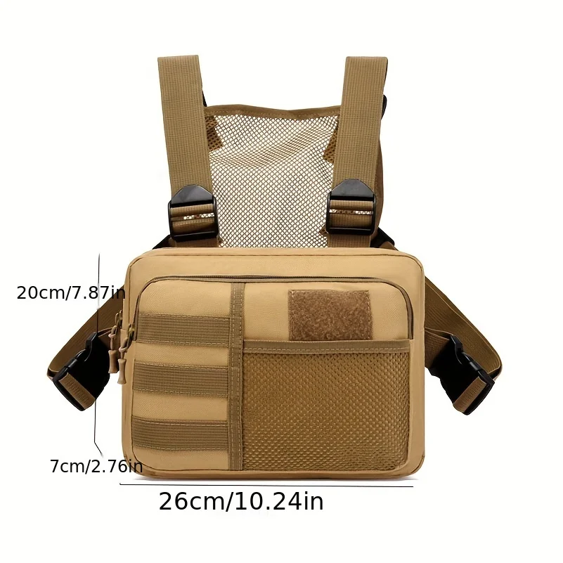 1pc Men\'s Close-fitting Backpack, Outdoor Multi-function Camouflage Chest Bag, Training Running Equipment Waterproof Wear-resist