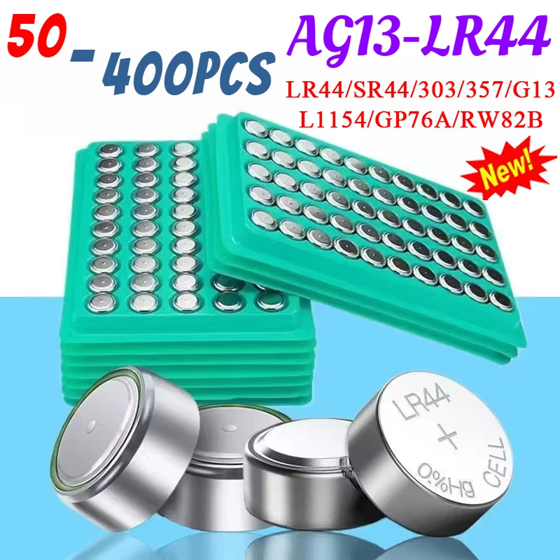 New AG13 LR44 A76 357 357A LR1154 SR1154 SR44 1.55V Alkaline Battery for Watch Calculator Car Key Remote Clock Button Coin Cell