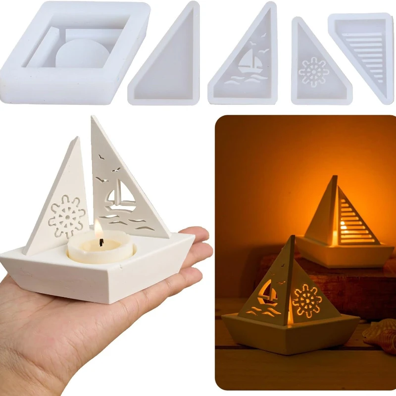 

5 шт. силиконовая форма для подсвечника для парусника, подходит для керамики | Процесс смолы | Гипсовое ремесло