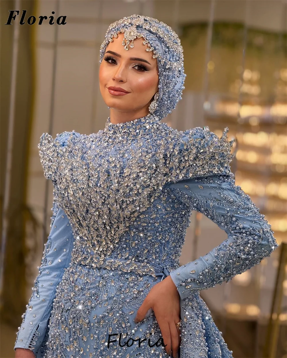 Midden-Oosten Kralen Galajurken Saoedi-Arabië Lange mouwen Verlovingsfeestjurk Aangepaste avondjurken Robes De Soiree