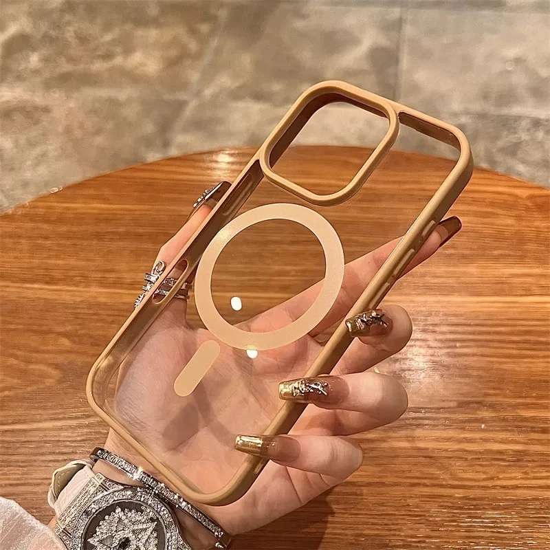 حافظة شفافة فاخرة لهاتف Magsafe لهاتف آيفون 16 15 14 Plus 13 Pro Max 12 غطاء ممتص للصدمات مغناطيسي صغير مقاوم للصدمات