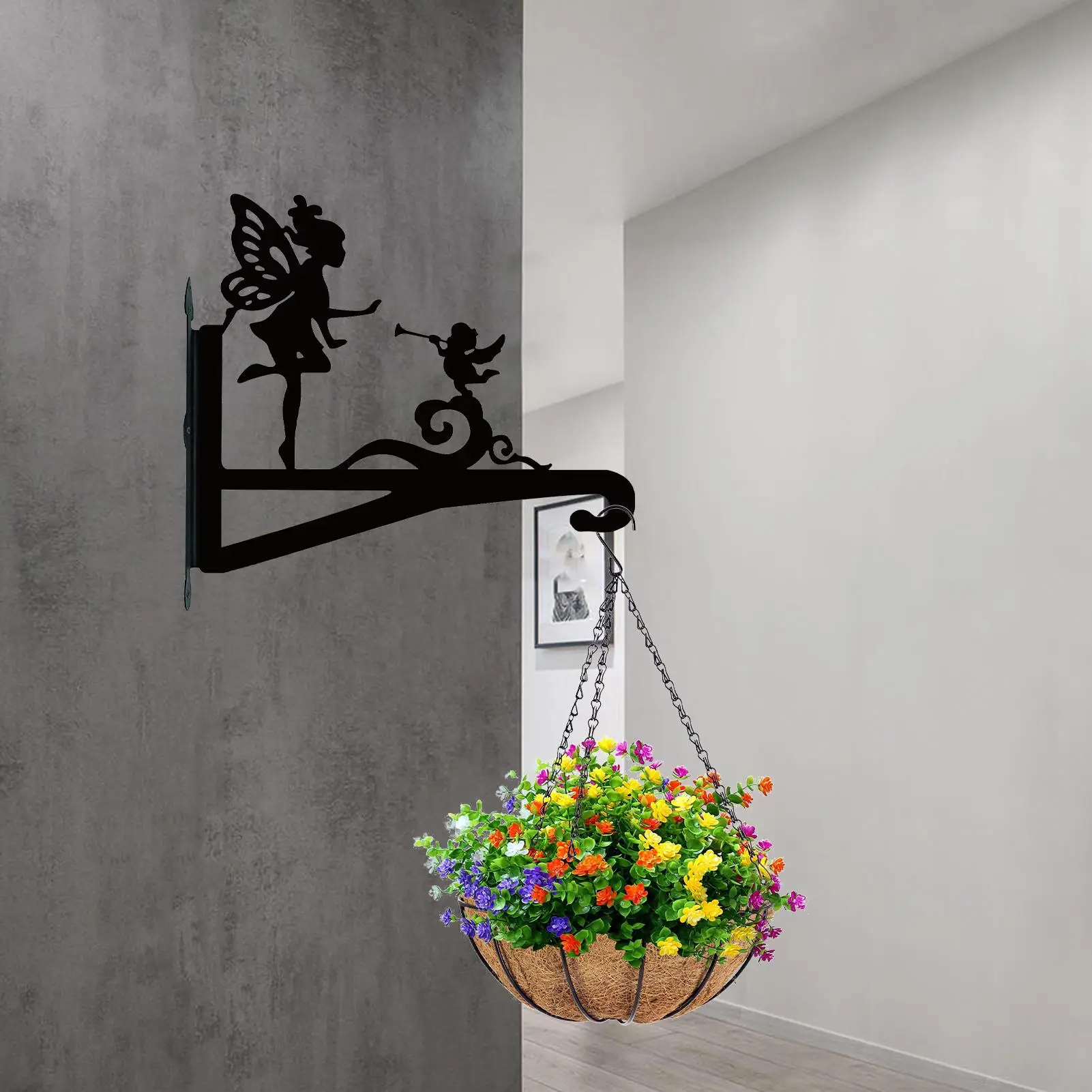 Metal Plant Hanger Decor Silhouette Wall Mount Plant Hangers Iron Decorative Wall Hanger Hooks Rustic Home Decor For Plants