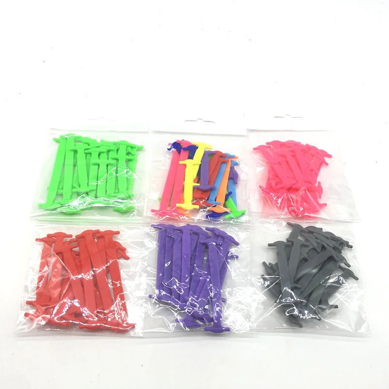 16pcs/lot Quality Silicone Shoelaces Elastic No Tie Shoe laces Unisex Rubber Shoelace Kids Adult Lazy Laces