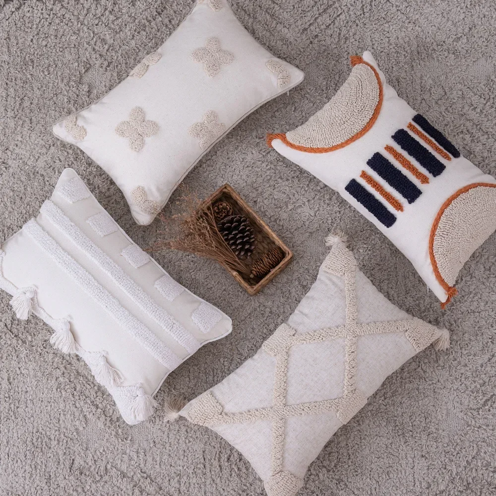 Home Decoration of Homestays, Ethnic Style Cushions, Bedside Insets, Moroccan Lace Tassel Tufted Pillows, Pillowcases