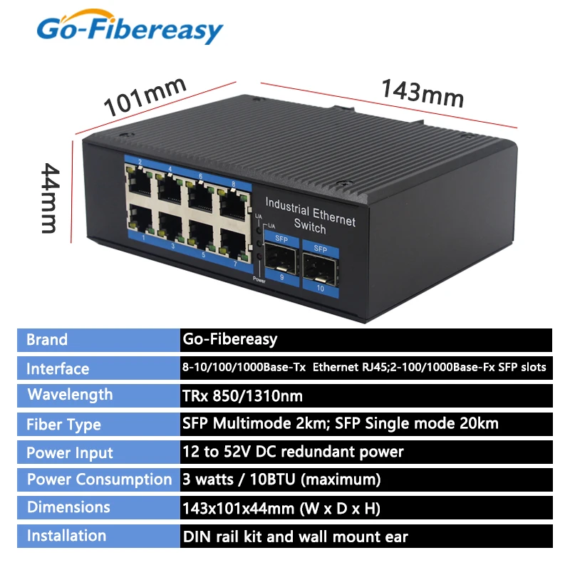 Imagem -02 - Switch Ethernet de Alumínio com Portas Gigabit Switch Poe Industrial l2 Mais Suporte de Gerenciamento Ieee802.1ad Q-in-q Empilhamento Vlan Robusto Ip40