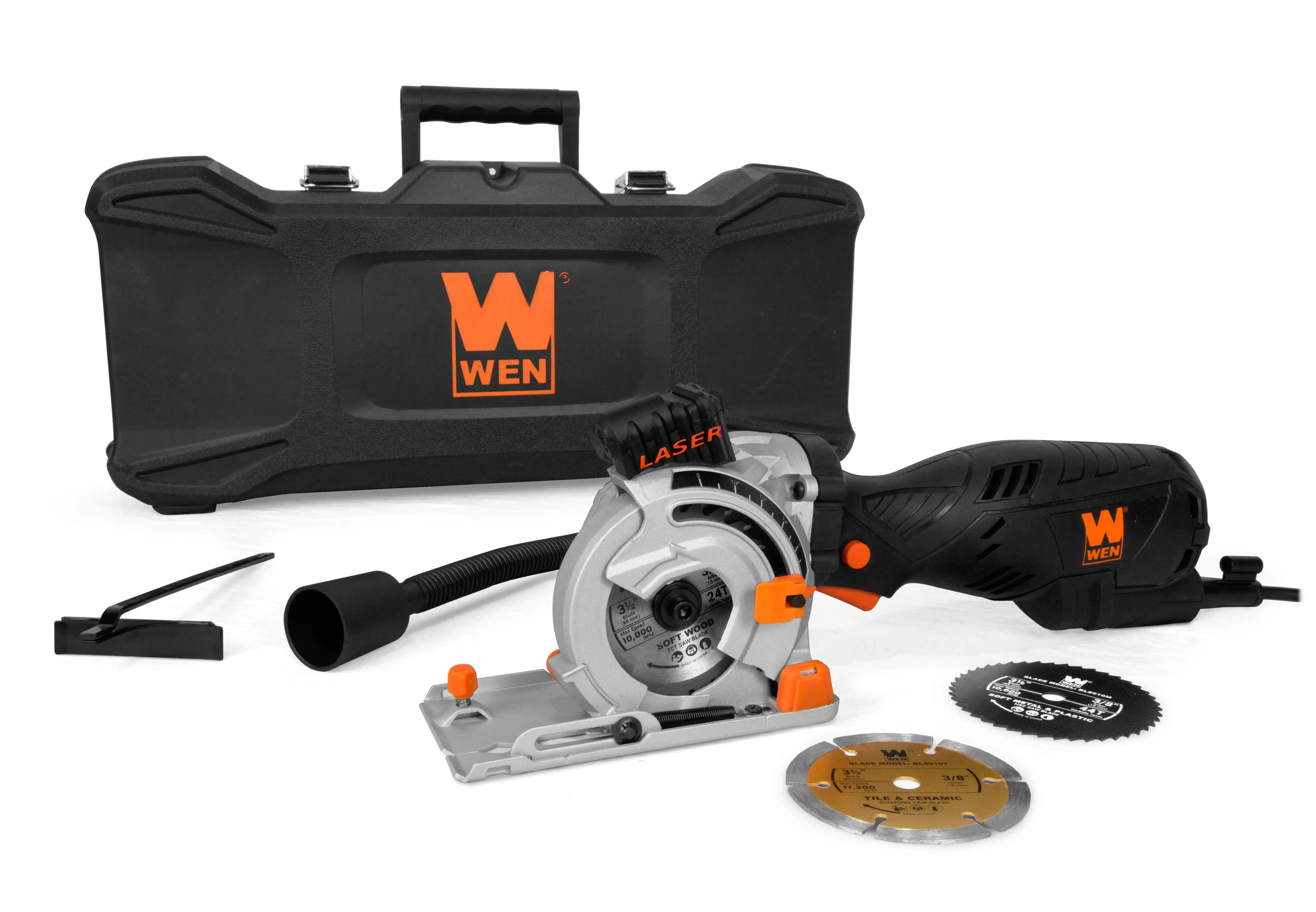 

5-Amp 3-1/2-Inch Plunge Cut Compact Circular Saw with Laser, Carrying Case, and Three Blades, 3620