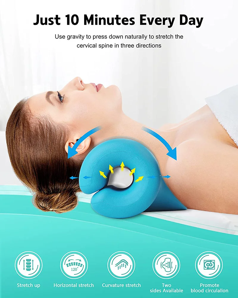 Neck Shoulder Relaxer Neck Stretcher Cervical Spine Traction Device to Relieve Fatigue Pain Neck Massage Pillow Tissue Massager