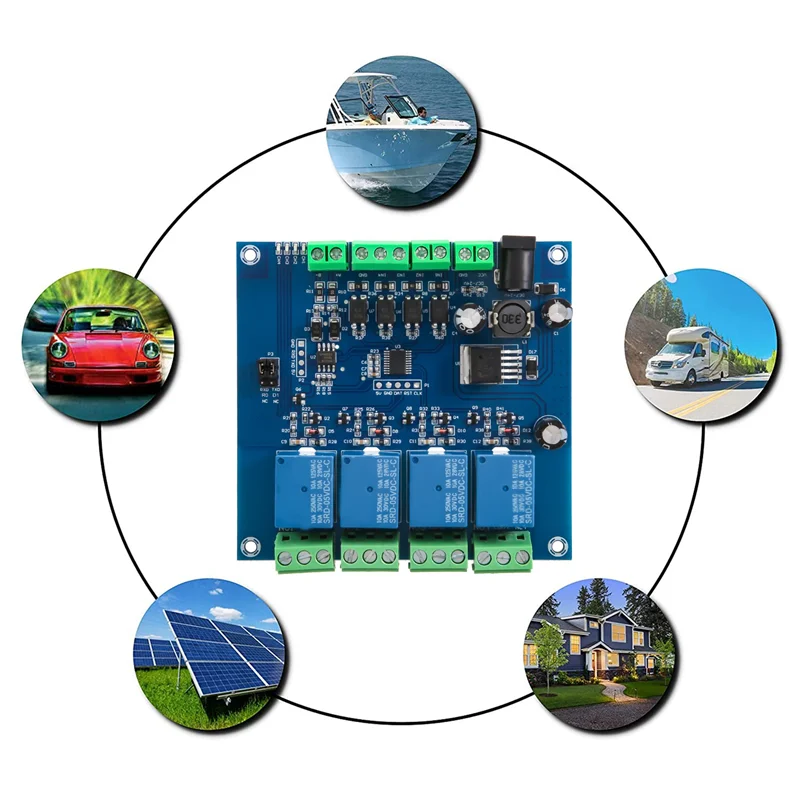 

4-полосный релейный модуль Modbus RTU, релейный модуль 7-24 В, переключатель входа и выхода RS485/TTL с защитой от обратного хода-AC17