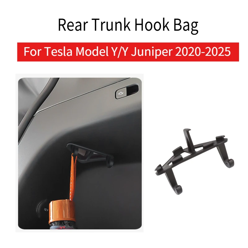 

Для Tesla Model Y Juniper 2020-2025 задний багажник с крючком, сумка-органайзер, держатель, зажим для багажа, сумка для зонта, отделка, автоаксессуары