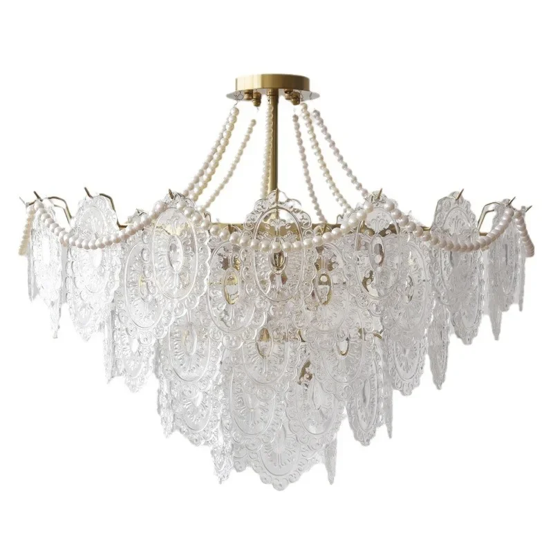 

French light luxury master bedroom chandelier, simple Internet celebrity crystal creative room living room lamp