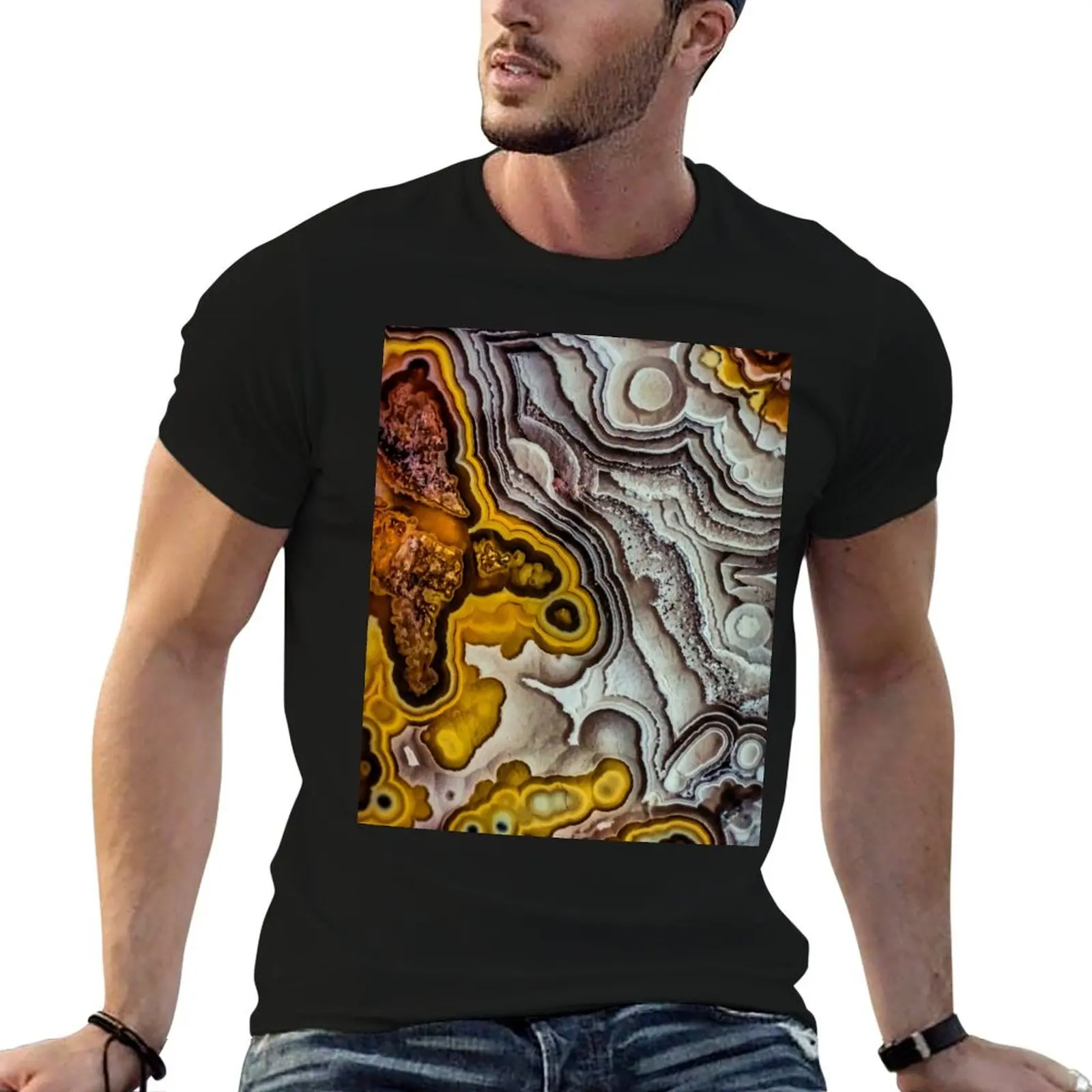 Gemstone texture - crazy lace agate T-Shirt vintage anime shirt custom shirt quick drying aesthetic clothes anime shirts men