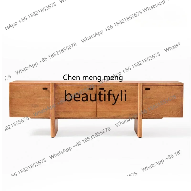 SS S7486 Retro solid wood TV cabinet, oak cherry wood locker, Italian side cabinet can be customized