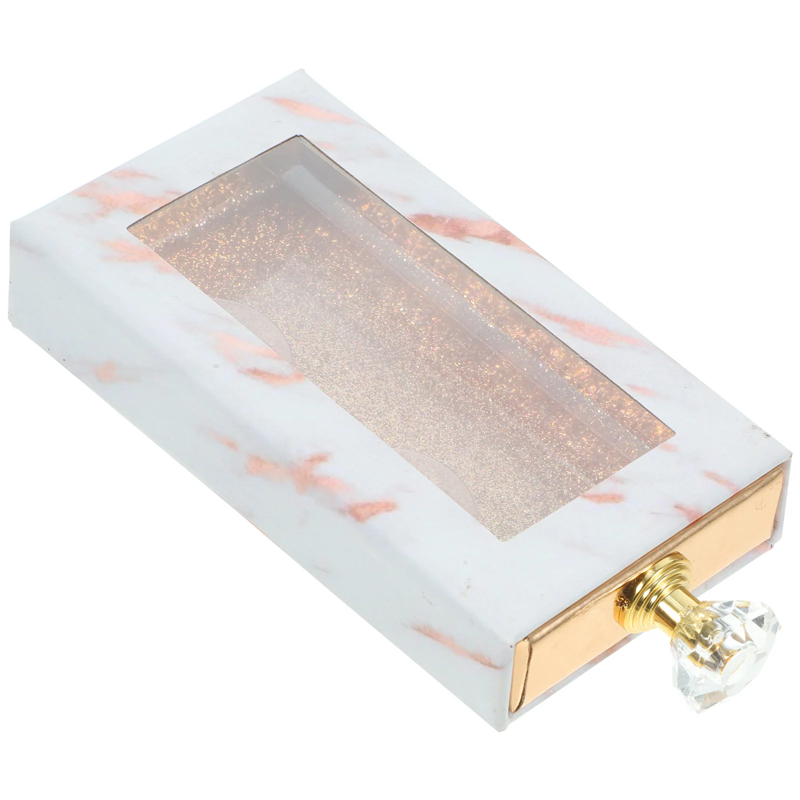 Diamond Handle Drawer Box for False Eyelashes Storage Portable Lightweight Rectangle Case with Clear Window Travel Friendly Fake