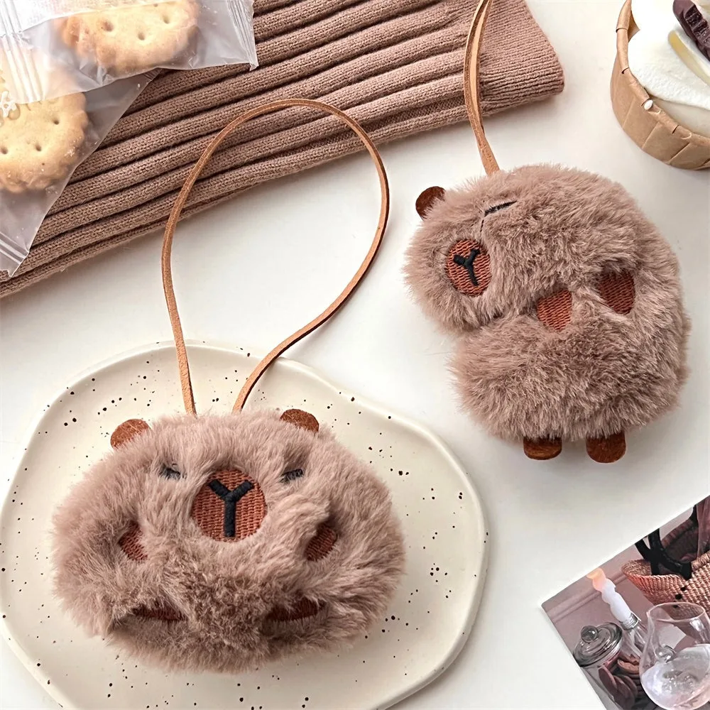 Llavero creativo de felpa Capybara, colgante de Animal Fluffty para bolso, broche de muñeca Capybara, llavero de dibujos animados, accesorios para bolso