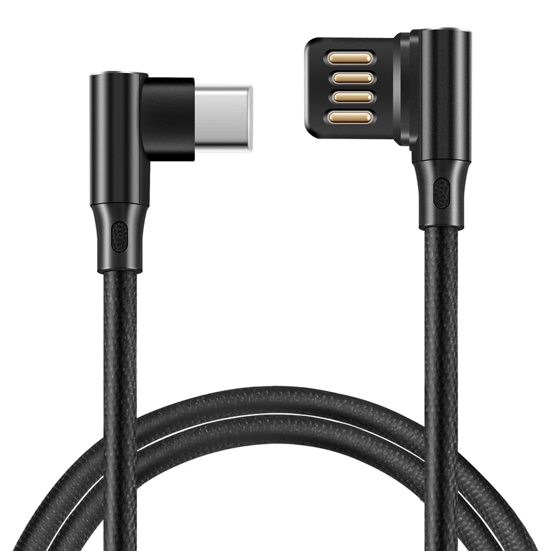 ABYC USB-C 3.1 Type-C naar links haaks 90 graden USB 2.0 datakabel met hoes voor tablet en telefoon 15 cm