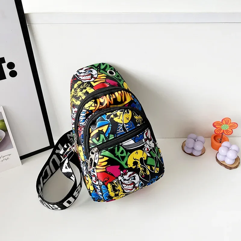 Bolso cruzado de un hombro para niños, bandolera de pecho con estampado personalizado, estilo coreano, novedad de 2022