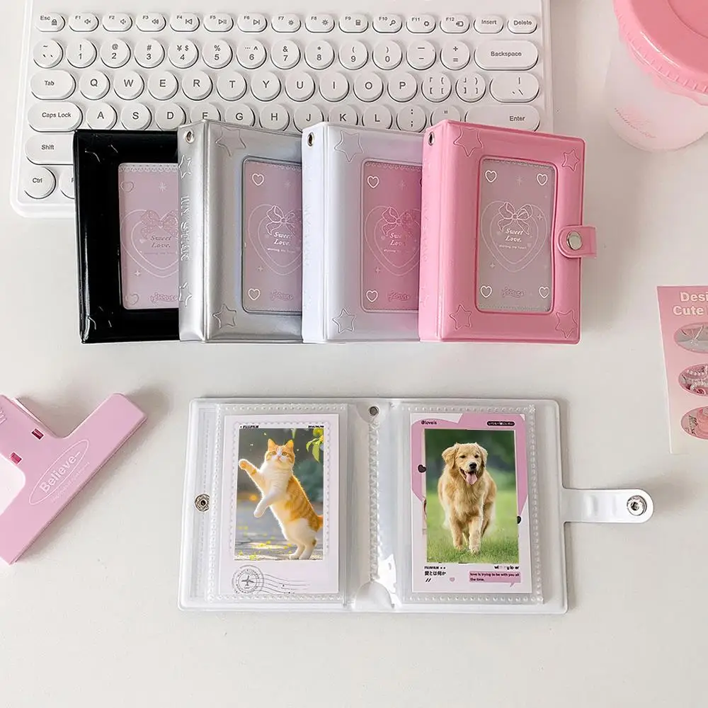 

3-inch Photo Album Hollow Star Binder Photocards Card Storage Album Mini Cute 20 Pages DIY INS Photocard Holder Card Binder
