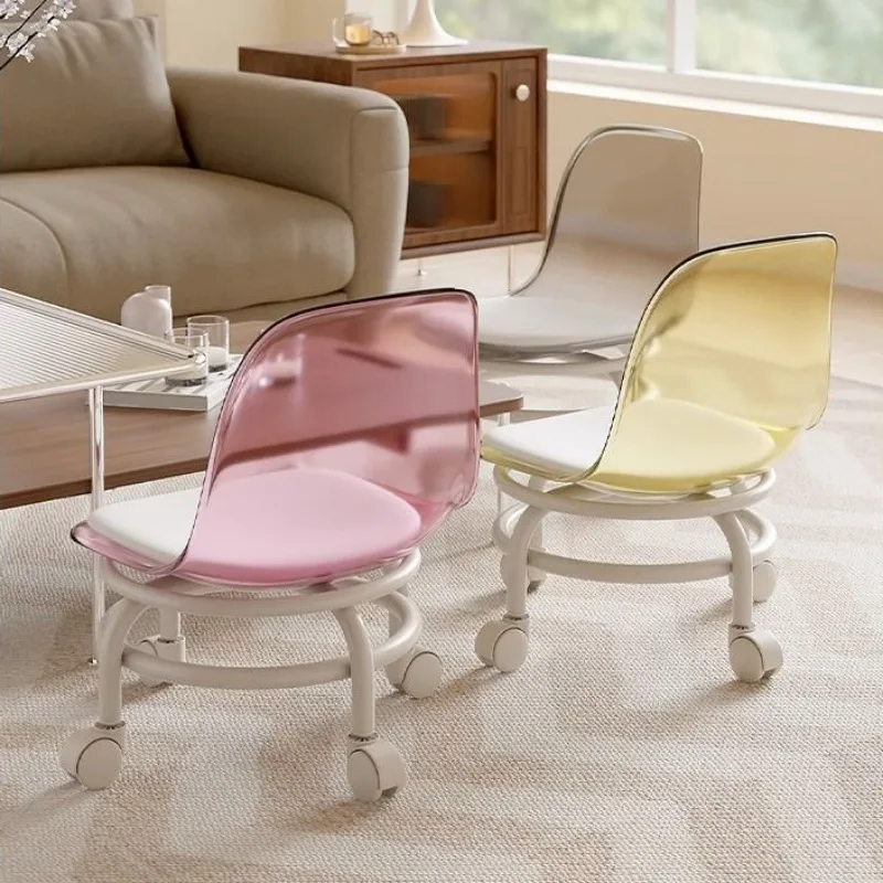 

Acrylic pulley universal wheel household stool room with baby artifact living room children's small stool silent wheel low stool