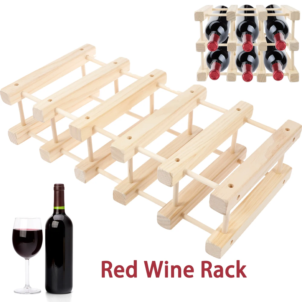 Wooden Red Wine Rack Bottle Holders Kitchen Water Bottle Wine Cup Storage Shelf Pantry Bar Wine Bottle Display Rack Organizer