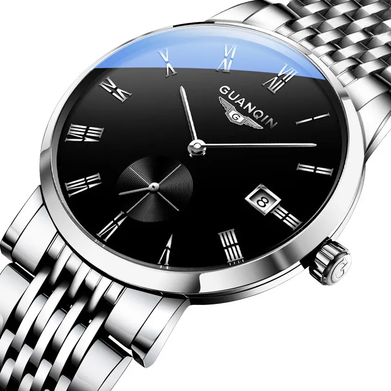 GUANQIN Ultra-thin Watches Men Sport Fashion Luxury Bussiness Calendar Automatic Mechanical Watch For Man Casual Waterproof