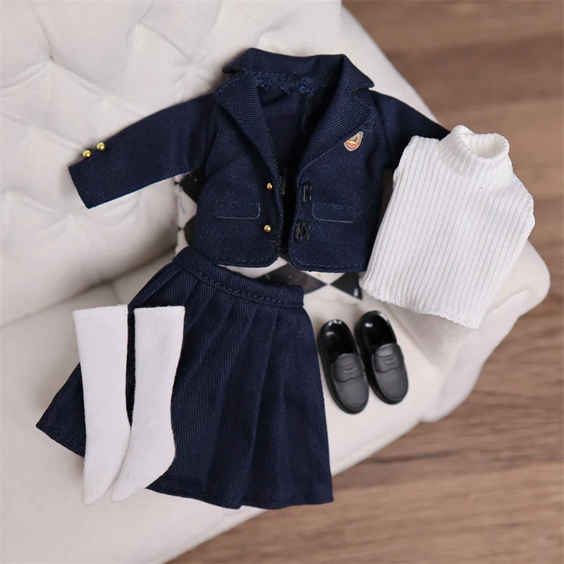 Maßstab 1:6, weiblicher, süßer Matrosenanzug im Preppy-Stil, Faltenrock, Soldatenkleidung, Modell für Ob24/26 Blythe Actionfiguren-Körper – Detail 30