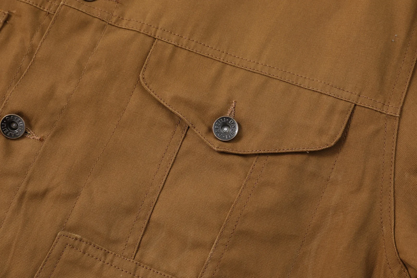 سترة كروزر للرجال على الطراز الأمريكي بأكمام طويلة وأزرار سفلية ريترو متعددة الجيوب معطف قماش مشمع للربيع والخريف #5