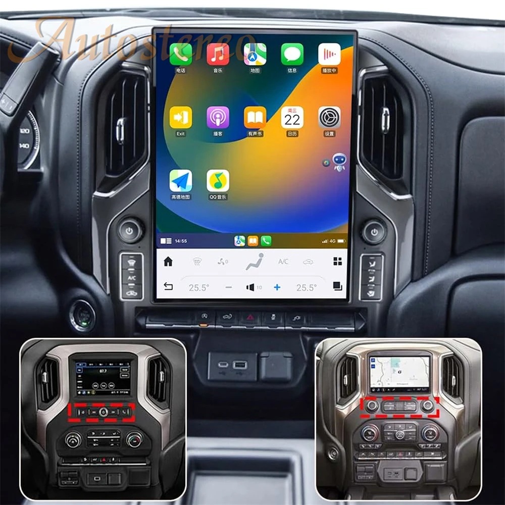 15.6 Android 13 Car Radio for GMC Sierra Denali Silverado 2019 2020 2021 2022 2023 Carplay Car Radio GPS Navigation Multimedia