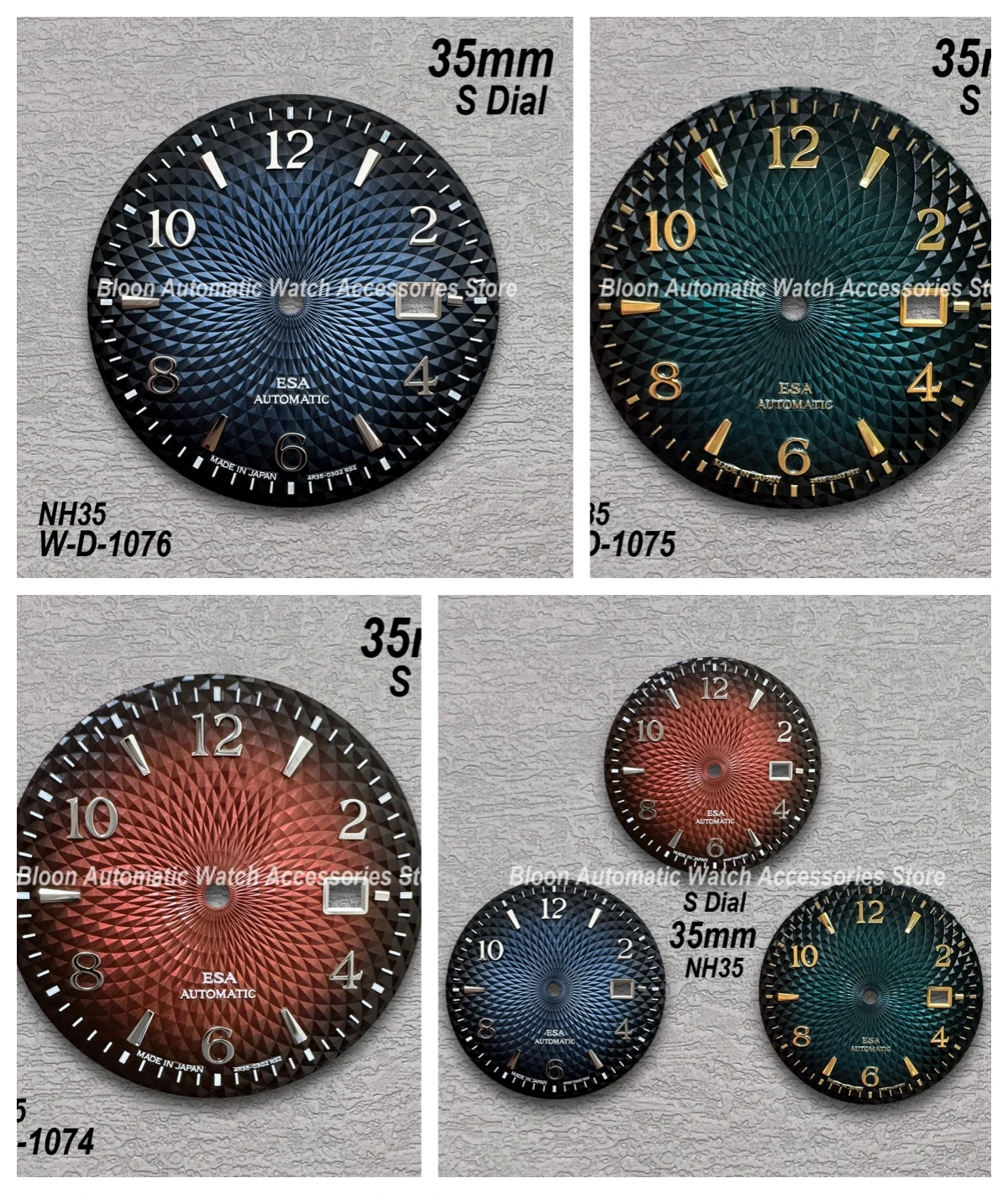 

35mm S Logo Cocktail Dial Fit NH35/NH36 Movement High-Quality 3D Lotus Texture Dial Watch Modification Accessories