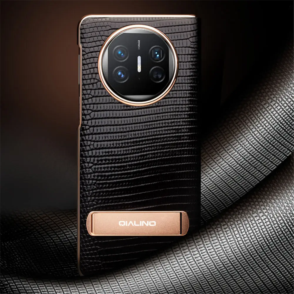 QIALINO custodia Flip in vera pelle di lucertola genuina per Huawei Mate X5 Window View Business Holder Cover
