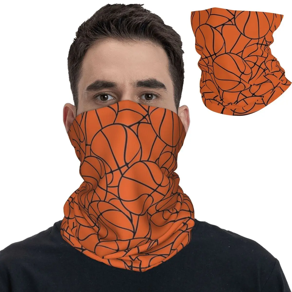 Basketball Pattern Bandana Neck Gaiter Printed Balaclavas Face Mask Scarf Warm Headwear Running Unisex Adult Breathable