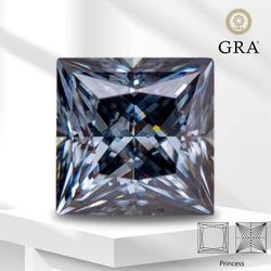 Moissanite Lab Diamond Princess Cut Colored Gray with Certificate Advanced Jewelry Making Materials jewelry for woman