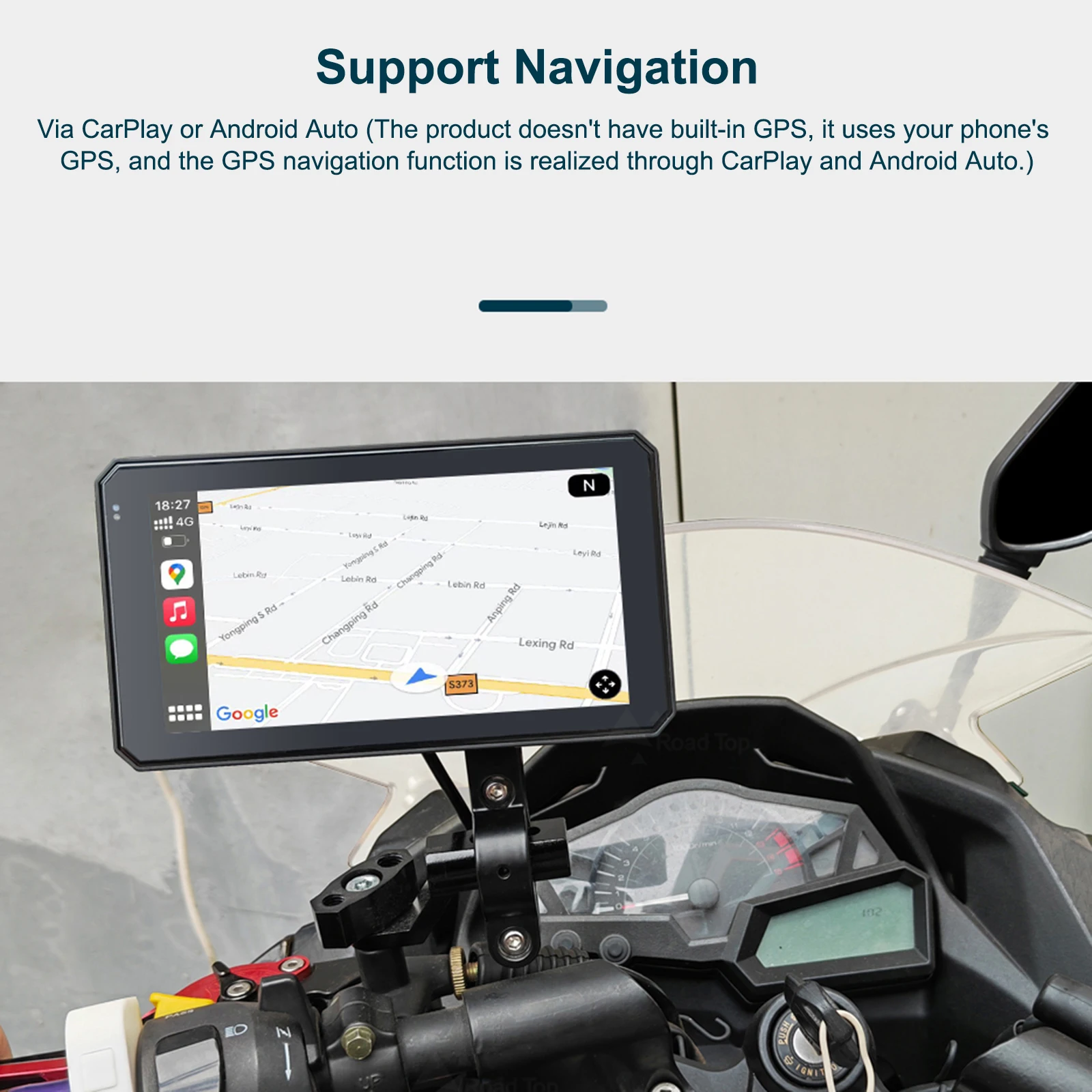 Neuer 5,98 Zoll ipx7 wasserdichter Motorrad Navigations bildschirm 1000nit Helligkeit drahtloses Carplay Android Auto Monitor