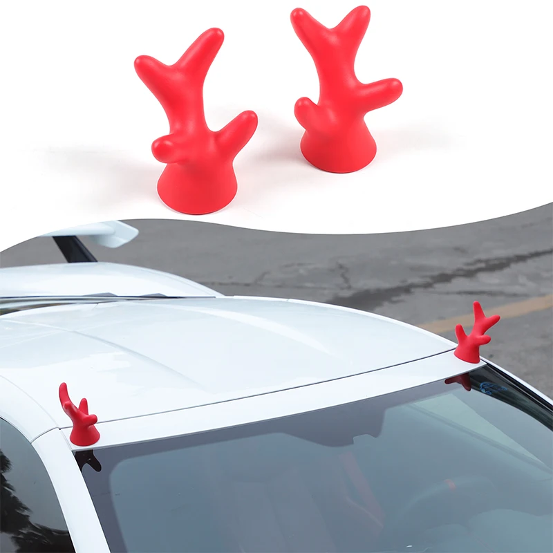 

2Pcs PVC Red For Chevrolet Corvette C8 2020+ car roof decoration small antlers three-dimensional sticker exterior accessories