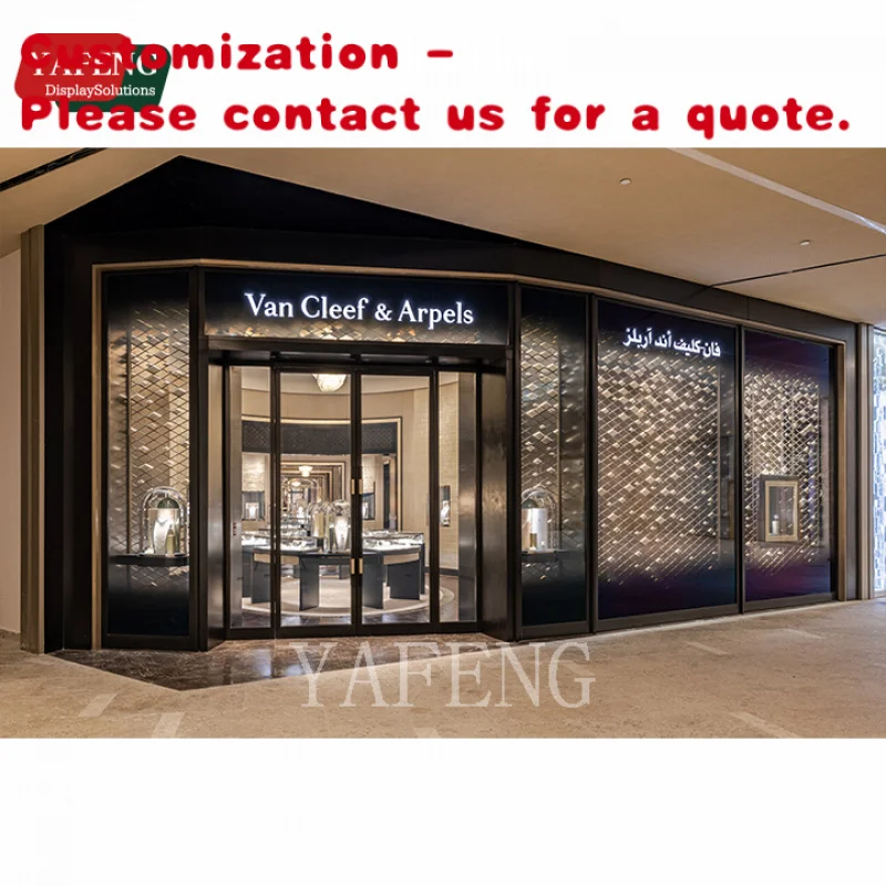 Custom. خزانة عرض مجوهرات من الفولاذ المقاوم للصدأ والزجاج قابلة للتخصيص مع إضاءة LED وحلي عرض فاخرة و Jewe #1