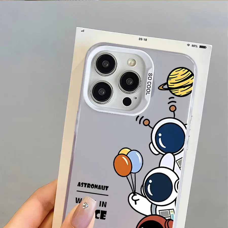 Case for iPhone 14 15 16 Plus 16e 11 12 13 Pro Max Soft Cover Cartoon Astronaut Print