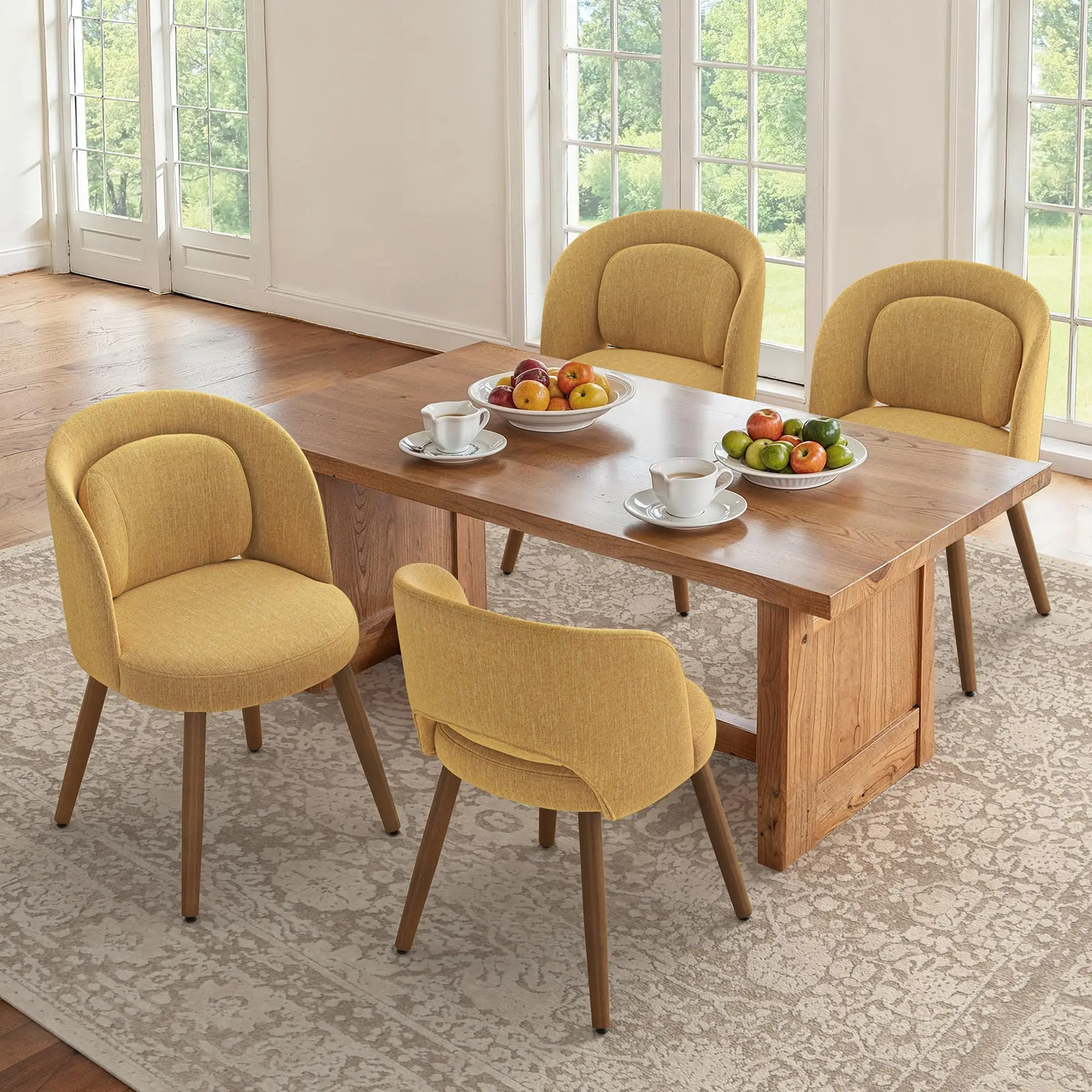 Dining Chairs Set of 4 with Lumbar Support, Ginger
