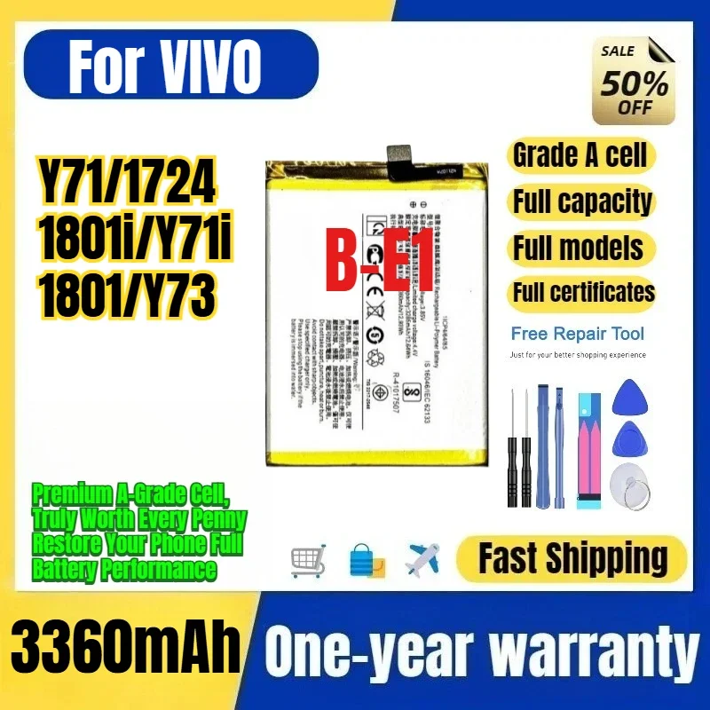 B-E1 for VIVO Y71/1724/1801i/Y71i/1801/Y73 Phone Battery 0 Cycle High Quality Capacity Battery Replacement Bateria Grade A Cell
