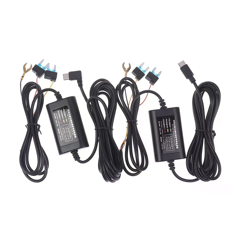 Car DVR Dashcam Camera Hardwire Kit 12-24V to 5V 2.5A Parking Monitoring with Low Voltage Protection Type-C USB Port