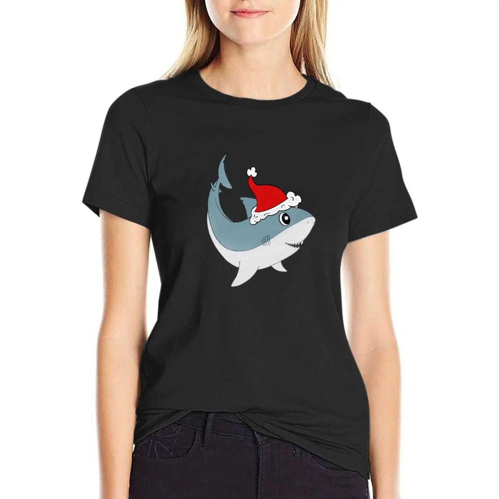 

Christmas Shark T-Shirt plus size tops lady clothes Blouse vintage funny t shirts for Women