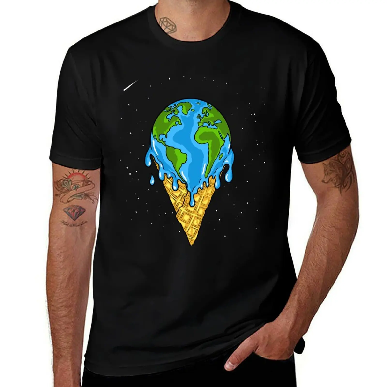 

Global Warming Ice Cream T-Shirt street wear anime stuff funny costumes men workout shirt