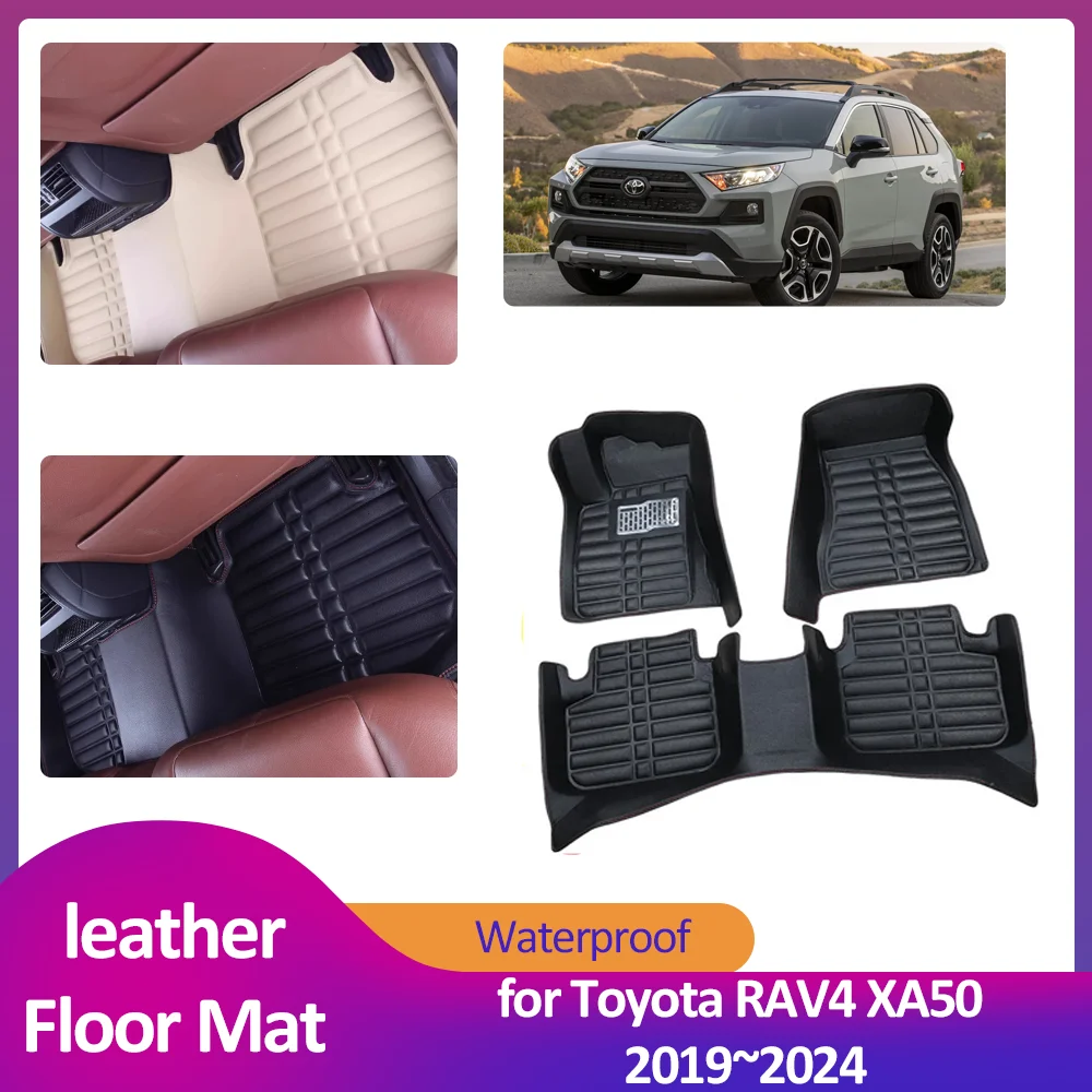 

Car Floor Mat for Toyota RAV4 XA50 2019~2024 2020 2021 Waterproof Leather Foot Inner Liner Carpet Pad Custom Cover Accessories