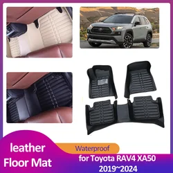 Car Floor Mat for Toyota RAV4 XA50 2019~2024 2020 2021 Waterproof Leather Foot Inner Liner Carpet Pad Custom Cover Accessories