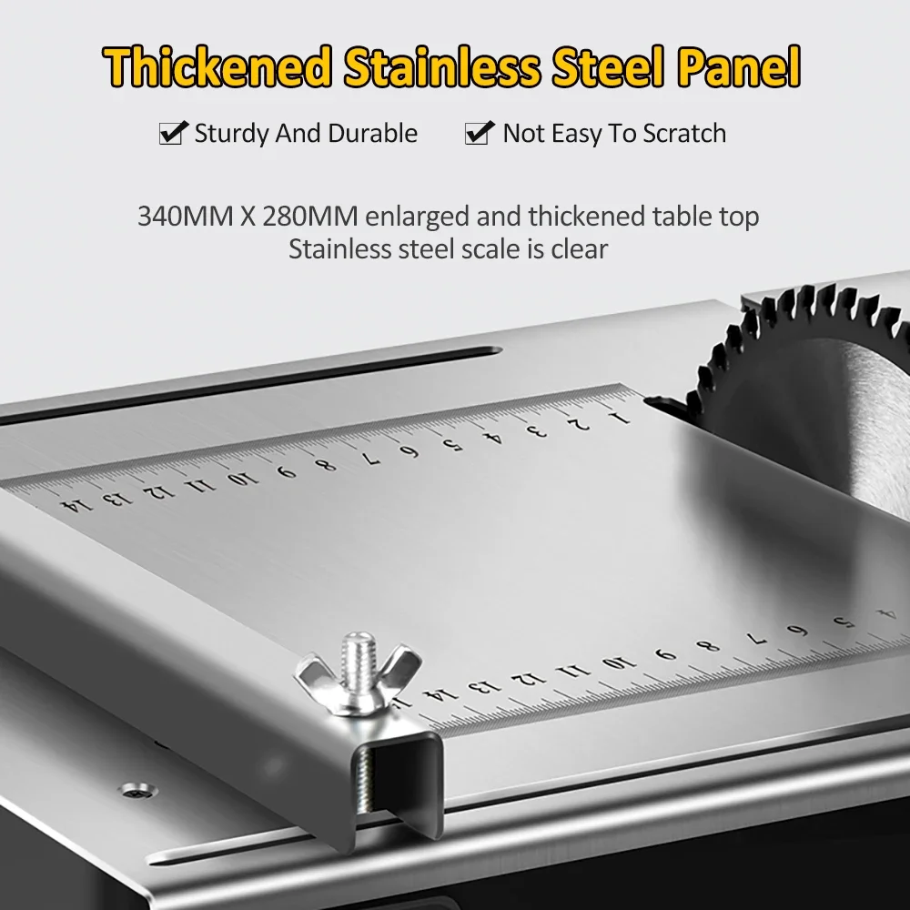 for  Table Saw Upgraded 340mm*280mm Stainless Steel Bench Saws with Angle Ruler Adjustable Backing Woodworking Cutting Machine