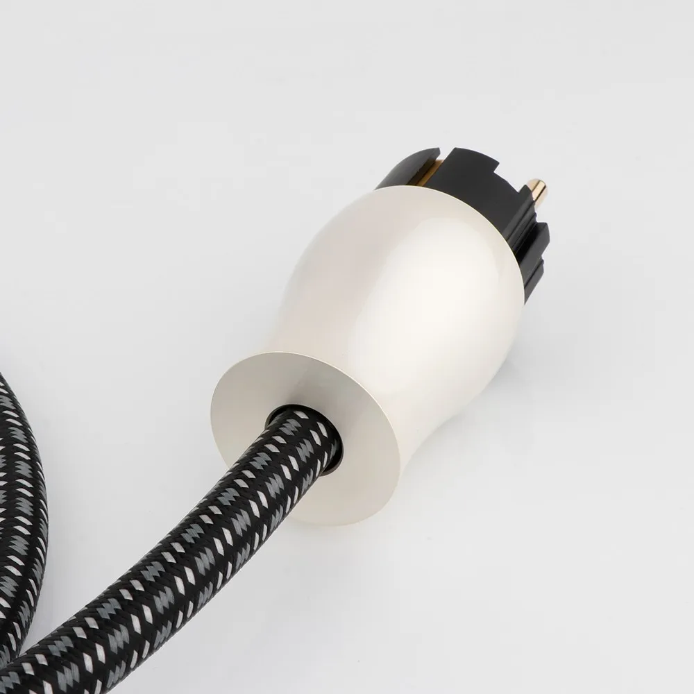 Preffair OFC-Netzkabel, schwarz-graues 10AWG EU/US-AC-Hauptversorgungskabel, 3-poliger C15-Buchse, 125 V/15 A für Lautsprecher, Subwoofer – Detail 11